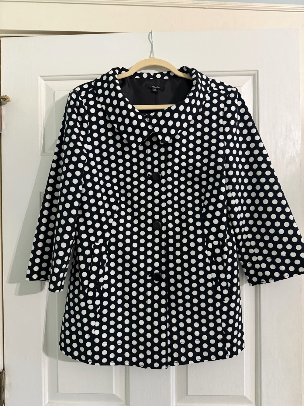 Rafaella Black & White Polka Dot Jacket Blazer Medium - Picture 1 of 5